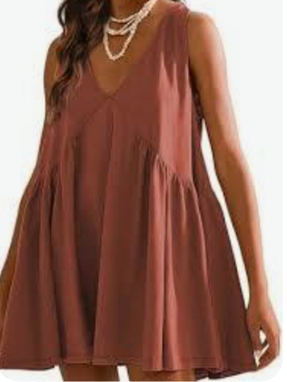 TikTok Famous Swing Dress Burnt Orange Baby Doll Size Small